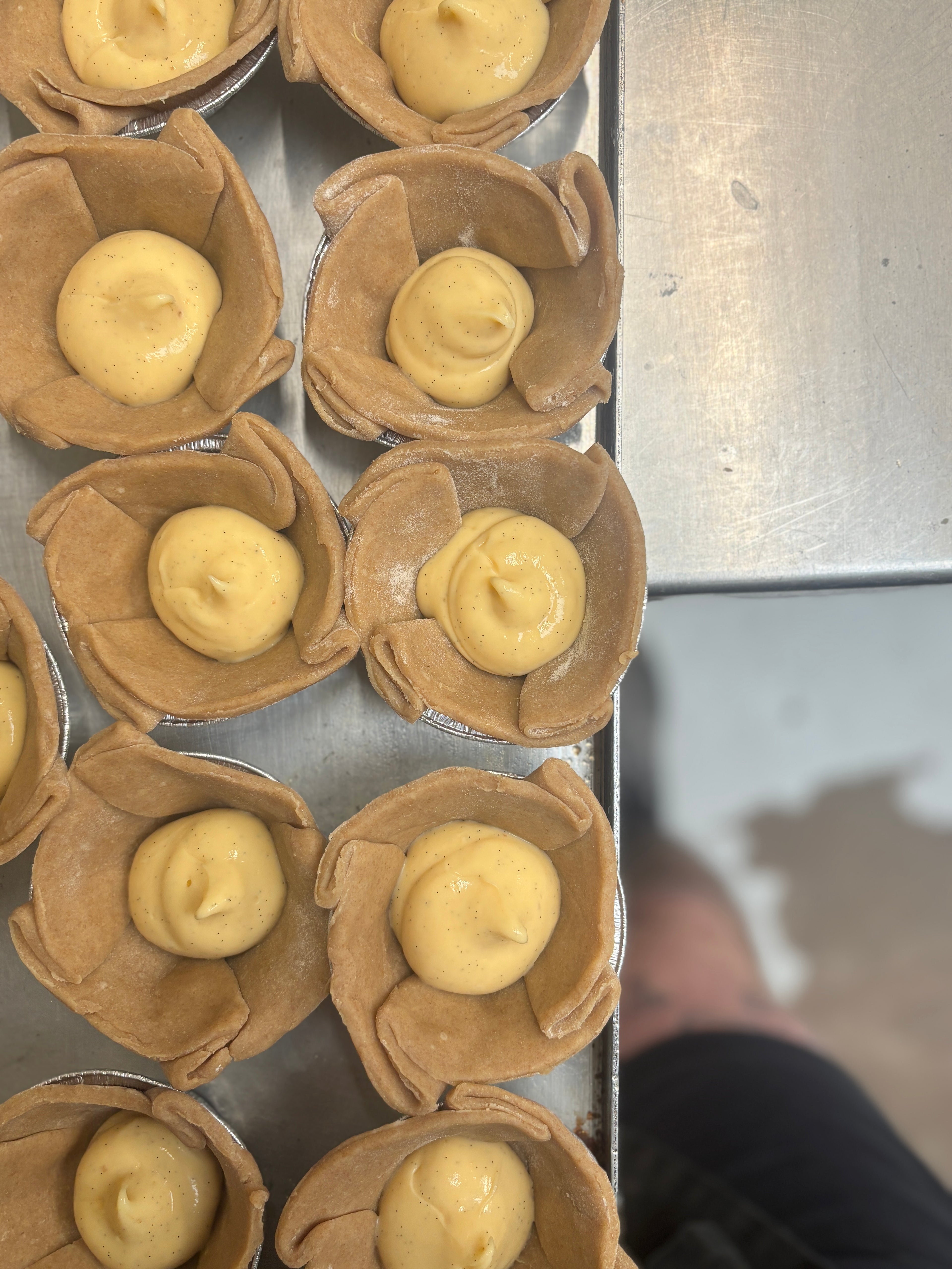 Poached pear & custard pies